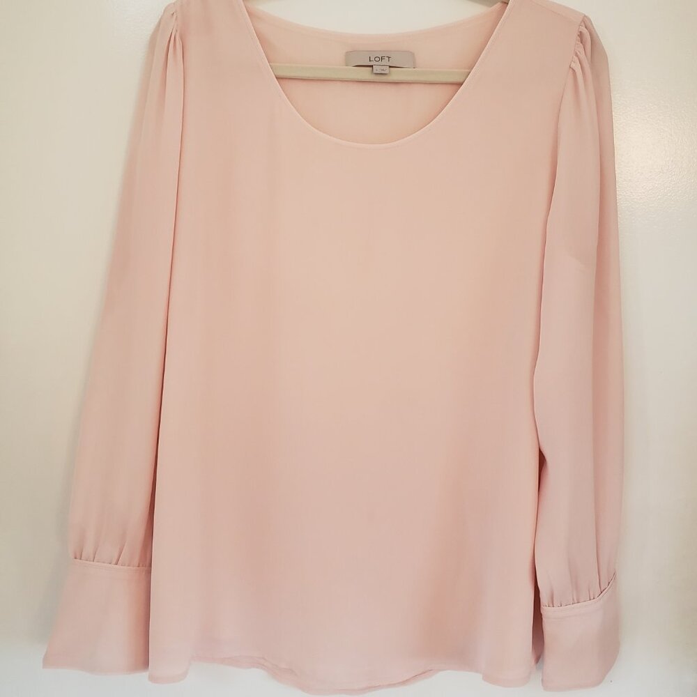 LOFT | Long Sleeve | Pearl Cuff Blouse | L